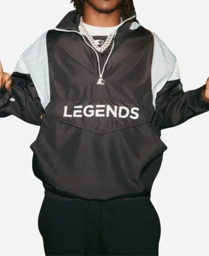 Future Legends Starter Black Windbreaker Half-Zip Jacket 