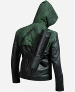 Green Arrow Hooded Leather Jacket