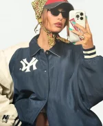 Hailey Bieber New York Yankees Starter Bomber Jacket For Sale