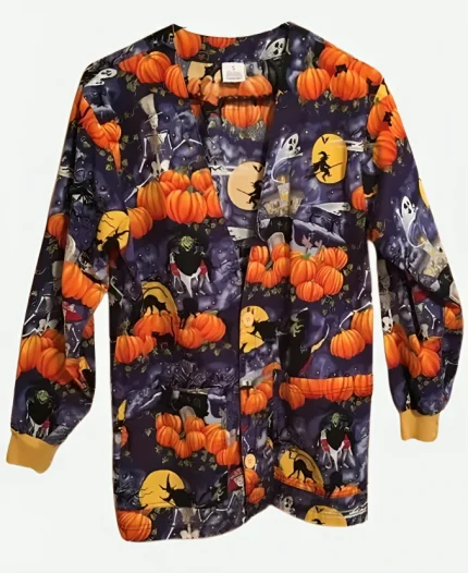 Halloween Pumpwitch Scrub Jacket