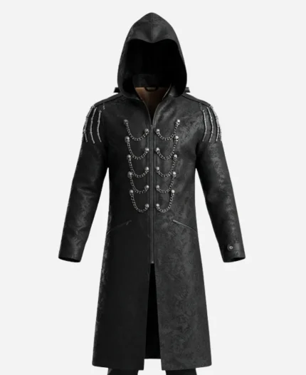 Halloween Skeleton Royalty Hooded Black Coat For Men And Women