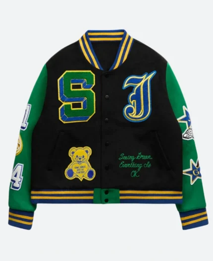 Image Is Nothing Joe Fresh Goods Black & Green Letterman Varsity Jacket