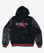 Jordan X Supreme Black Hooded Letterman Varsity Jacket