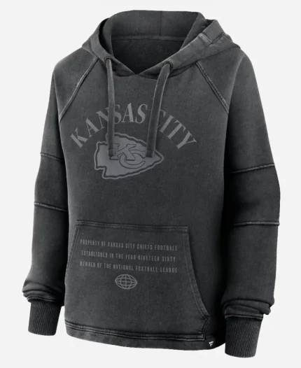 Kansas City Chiefs Fanatics Oversized Black Raglan Gridiron Hoodie