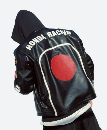 Larry X Human Rights Council Honda Black Racing Leather Jacket