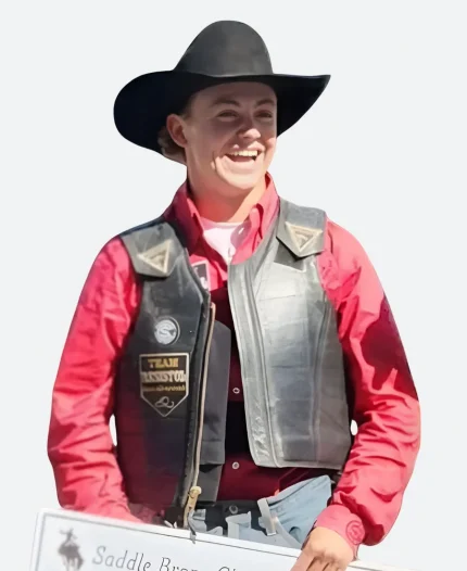 Logan Hay (NFR) Wrangler National Finals Rodeo Las Vegas Black Leather Vest