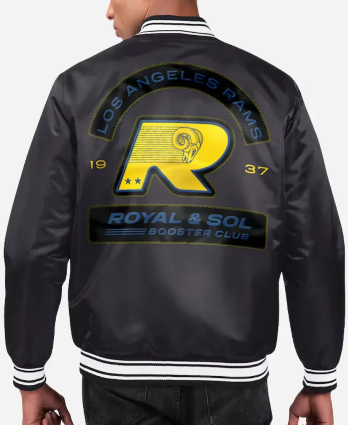 Sol Color Rams Los Angeles Rams Royal & Sol Black Varsity Jacket - Jacket Era