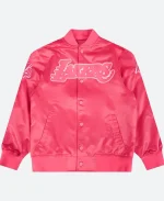 Los Angeles Triple Pink Satin Letterman Varsity Jacket For Sale