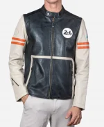 Mans Karl 24H Le Ecru Leather Jacket