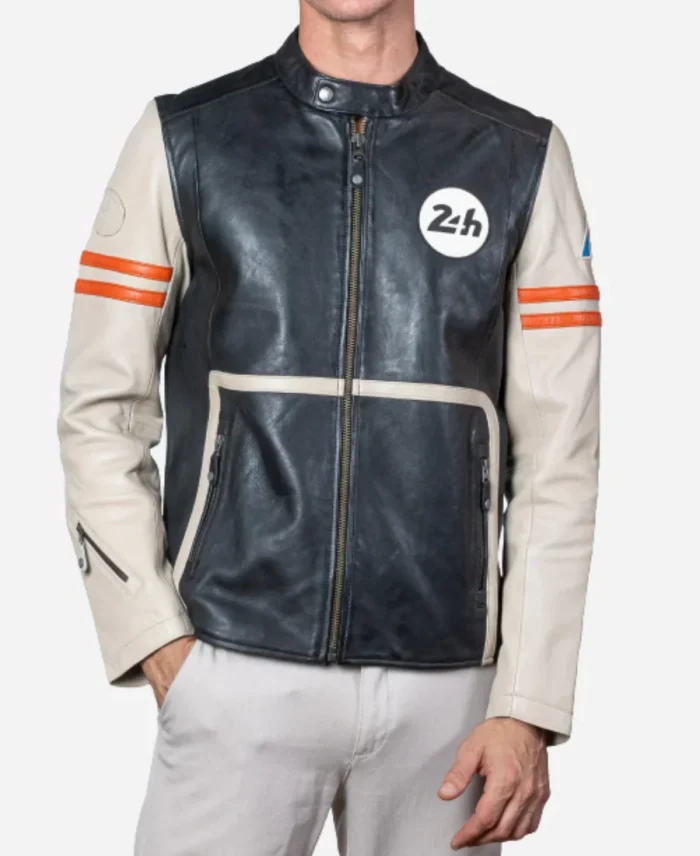Mans Karl 24H Le Ecru Leather Jacket
