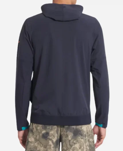 Miami Dolphins Nike Pitch Blue 2025 Rivalries Collection Sideline Anorak Half-Zip Hoodie Jacket