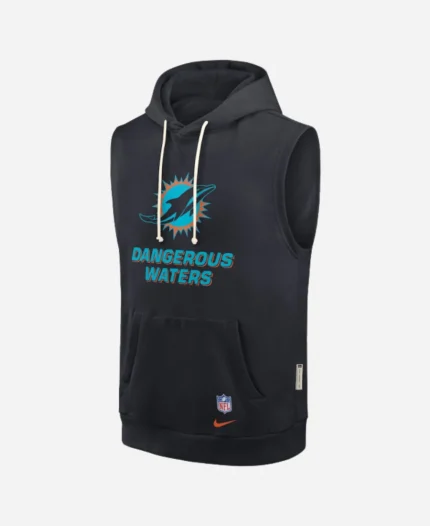 Miami Dolphins Nike Pitch Blue 2025 Rivalries Collection Standard Issue Sideline Dri-FIT Sleeveless Hoodie