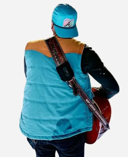 Morgan Wallen Atlanta Night Performing Blue and Yellow Vest For Sale