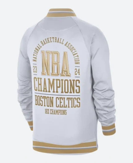 NBA Nike Boston Celtics Trophy Ring Banner White Bomber Jacket
