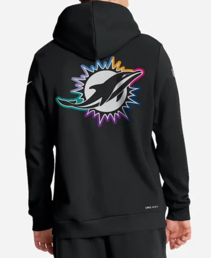 NFL Crucial Catch Miami Dolphins Nike Black 2025 Sideline Standard Issue Dri-FIT Hoodie
