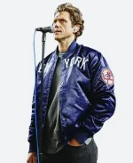 New York Yankees Aaron Tveit Blue Varsity Jacket For Sale