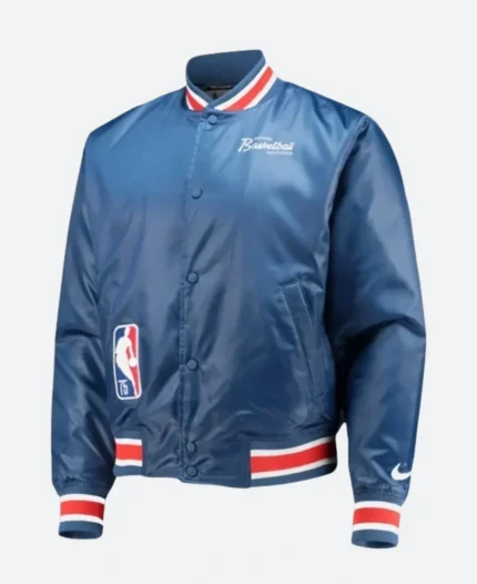 Nike NBA 75th Anniversary Courtside Blue Varsity Jacket For Sale