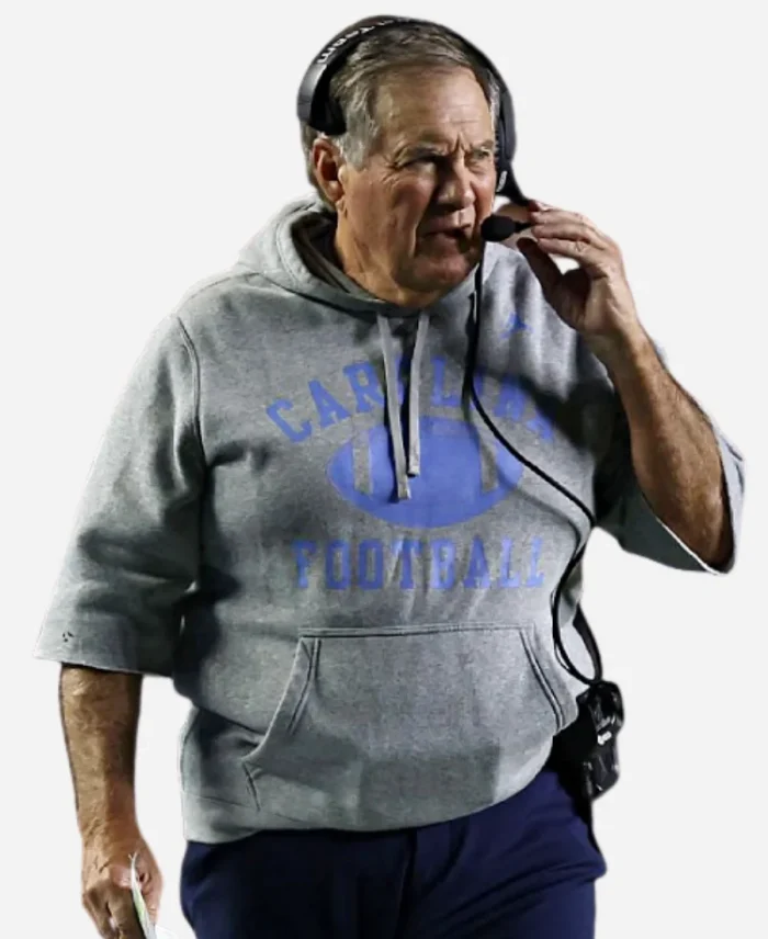 North Carolina Tar Heels Bill Belichick Cutoff Grey Hoodie 