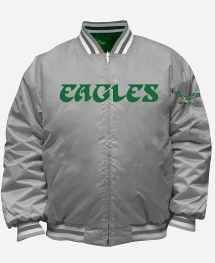 Philadelphia Eagles Mitchell & Ness Kelly GreenSilver Big & Tall Throwback Reversible Full-Zip Jacket