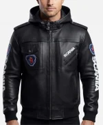 Scania Punisher Hooded Bomber Leather Jacket For Halloween