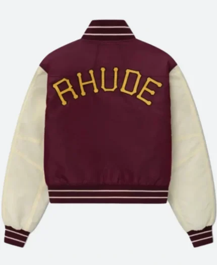 Rhude Batting Cage Varsity Maroon Jacket For Sale