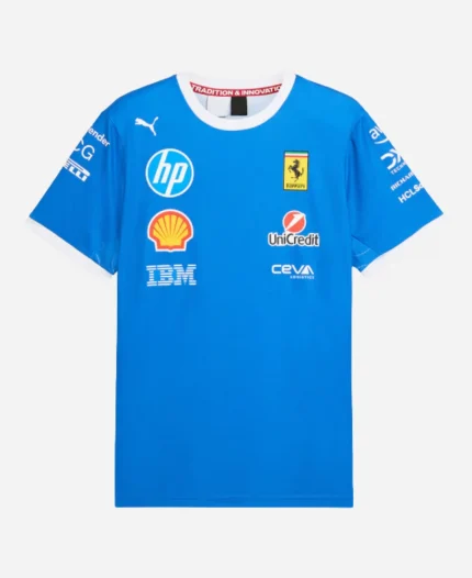 Scuderia Ferrari 2025 Team Special Edition Monza Blue T-Shirt