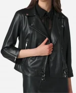 Silver Moto Leather Black Jacket For Sale