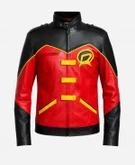 Superhero Robin Tim Drake Red & Black Leather Jacket