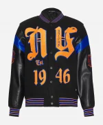 The Wild Collective New York Knicks Black Varsity Jacket For Sale