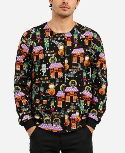 Trick or Treat Halloween Multicolor Scrub Jacket