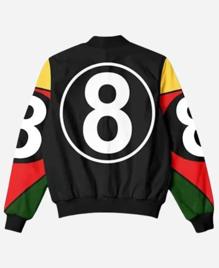 Unisex 8 Ball 90s Vintage Black Bomber Jacket For Sale