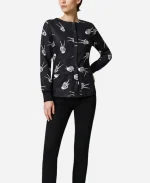 Victory Skelton Hands Halloween Scrub black Jacket