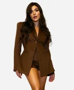 WWE 2025 Cathy Kelley Brown Suede Blazer