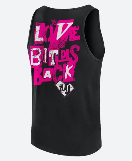 WWE Monday Night RAW 2025 CM Punk AJ Love Bites Back Black Tank Top