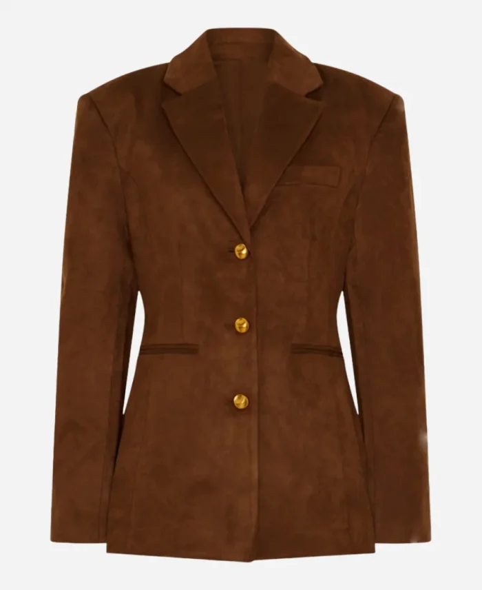 WWE Pay-Per-View Saturday Night Main Event 2025 Cathy Kelley Brown Suede Leather Blazer