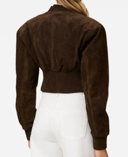 Women’s Adoore Brown Suede Bomber Cropped Jacket