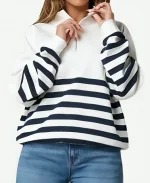 Women's Quarter Zipper Striped Sweatshirt For Sale