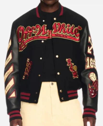 AC Milan x Off White Black Varsity Jacket