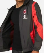 Ac Milan Pre Match Jacket - Black & Red