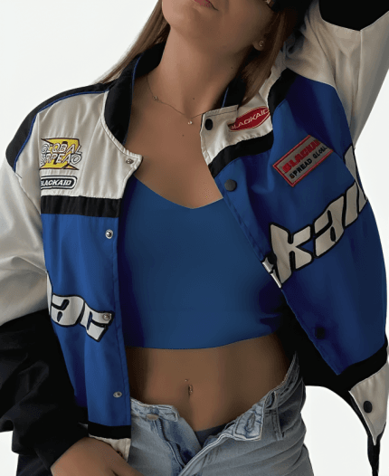 Air Racing Style Varsity Blue Jacket