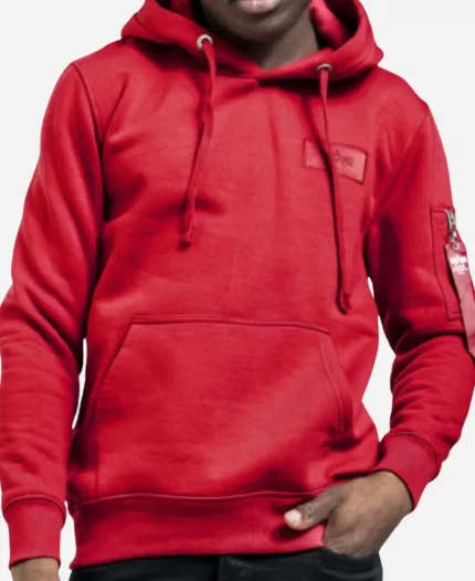 Alpha Industries Back Print Red Pullover Hoodie