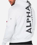 Alpha Industries Back print White Pullover Hoodie