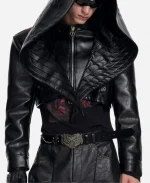 Bat Hats Black Hooded Short Leather Jacket