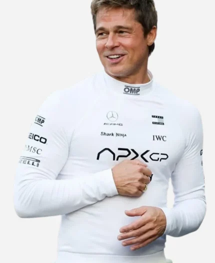  Brad Pitt F1 2025 Movie Sonny Hayes White Pullover Shirt
