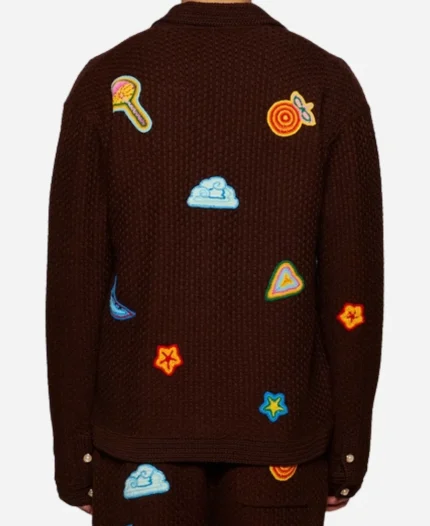 CASABLANCA Motif Crochet Brown Patches Shirt 