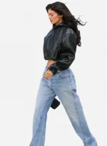 Celebrity Style With The Kylie Jenner Hooded Black Real Leather Jacket