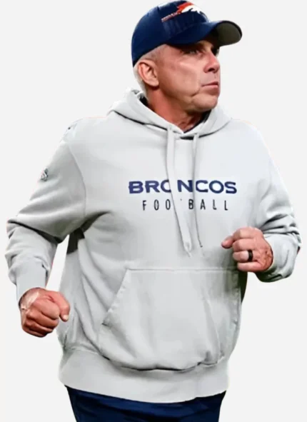 Coach Sean Payton Nike Denver NFL Broncos 2025 Grey Fleece Pullover Hoodie 