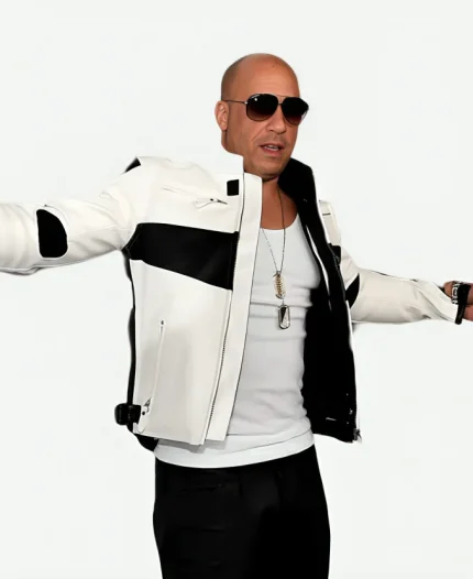 Dominic Toretto Fast And Furious 7 Vin Diesel White Leather Jacket