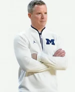 Dusty May Michigan Wolverines White Half-Zip Sweatshirt
