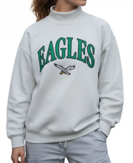 Eagles Vantage Women’s ’47 Mock Neck Heather Gray Pullover Sweatshirt